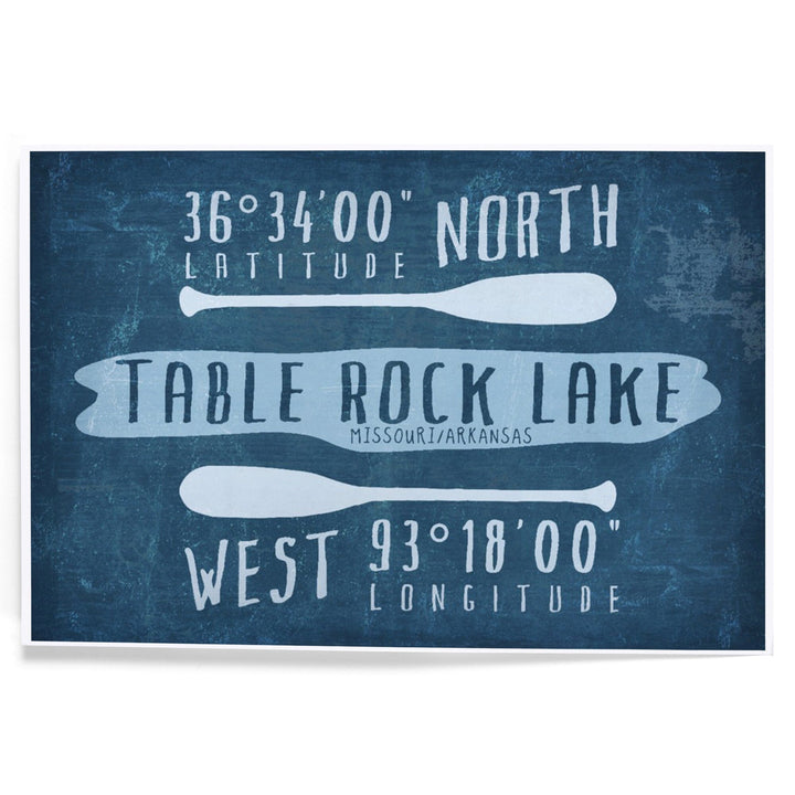 Table Rock Lake, Lake Essentials, Latitude and Longitude, Art & Giclee Prints Art Lantern Press