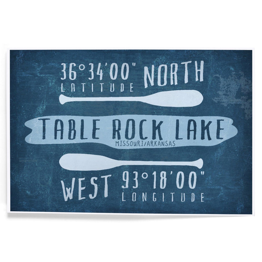 Table Rock Lake, Lake Essentials, Latitude and Longitude, Art & Giclee Prints Art Lantern Press