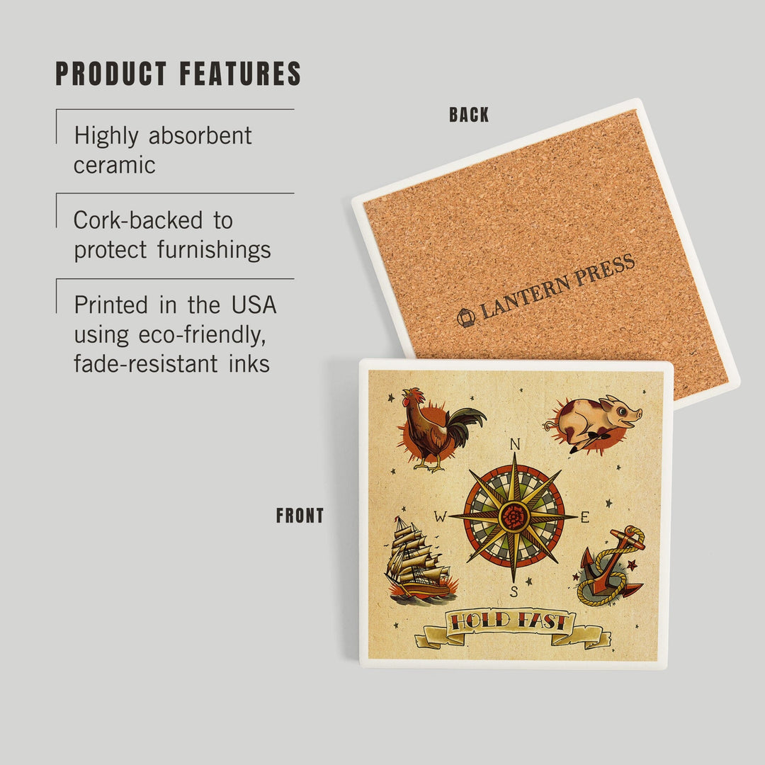 Tattoo Flash Sheet, Sailors, Coasters Coasters Lantern Press