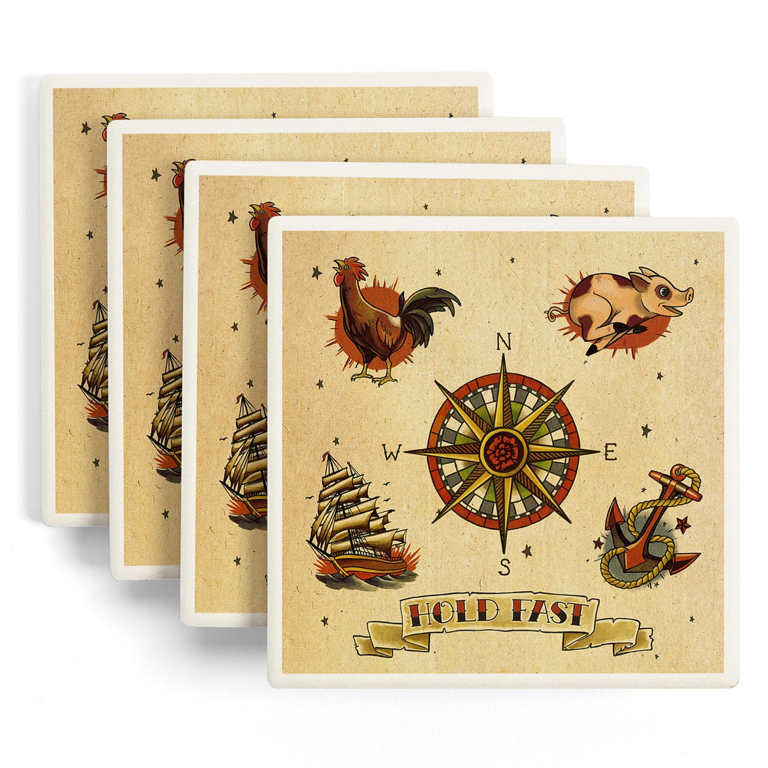 Tattoo Flash Sheet, Sailors, Coasters Coasters Lantern Press