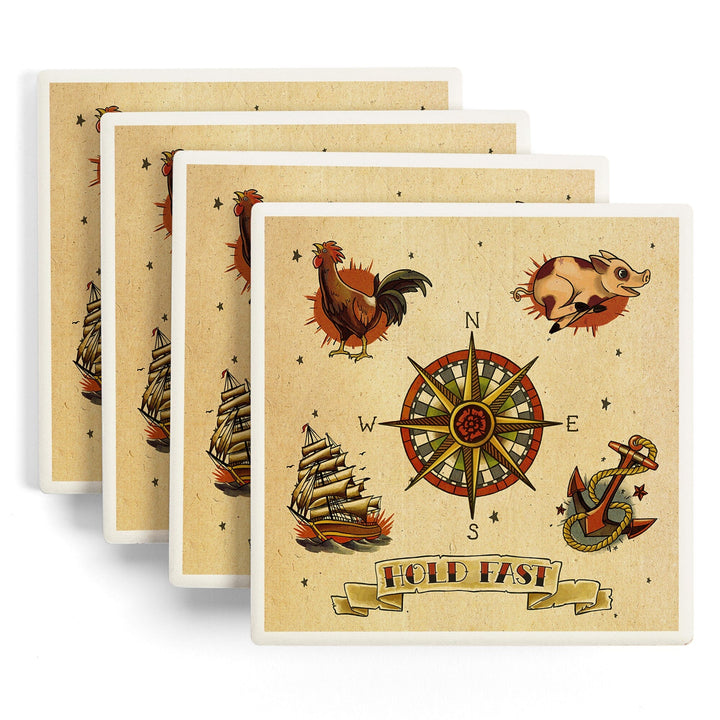 Tattoo Flash Sheet, Sailors, Coasters Coasters Lantern Press