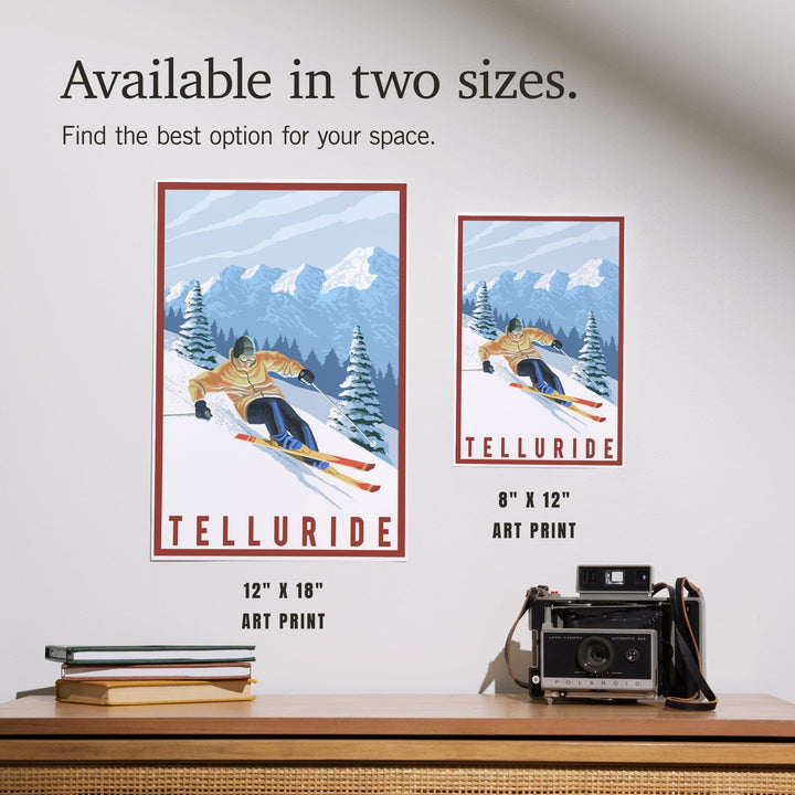 Telluride, Colorado, Downhill Skier, Art & Giclee Prints Art Lantern Press