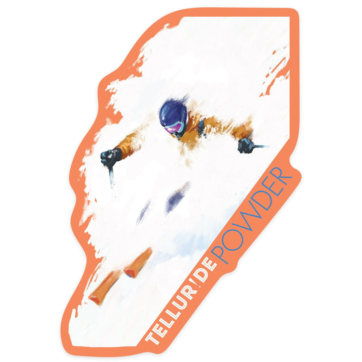 Telluride, Colorado, Powder Ski Scene, Contour, Vinyl Sticker Sticker Lantern Press