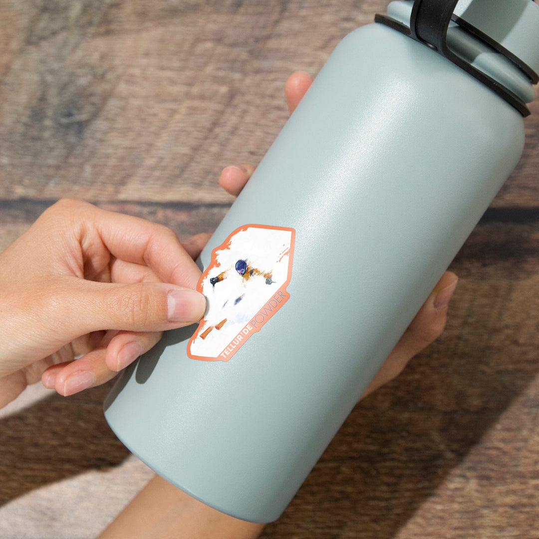 Telluride, Colorado, Powder Ski Scene, Contour, Vinyl Sticker Sticker Lantern Press