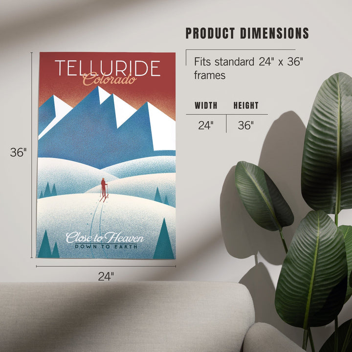 Telluride, Colorado, Skier In the Mountains, Litho, Art & Giclee Prints Art Lantern Press