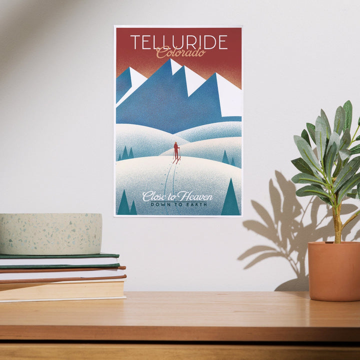 Telluride, Colorado, Skier In the Mountains, Litho, Art & Giclee Prints Art Lantern Press