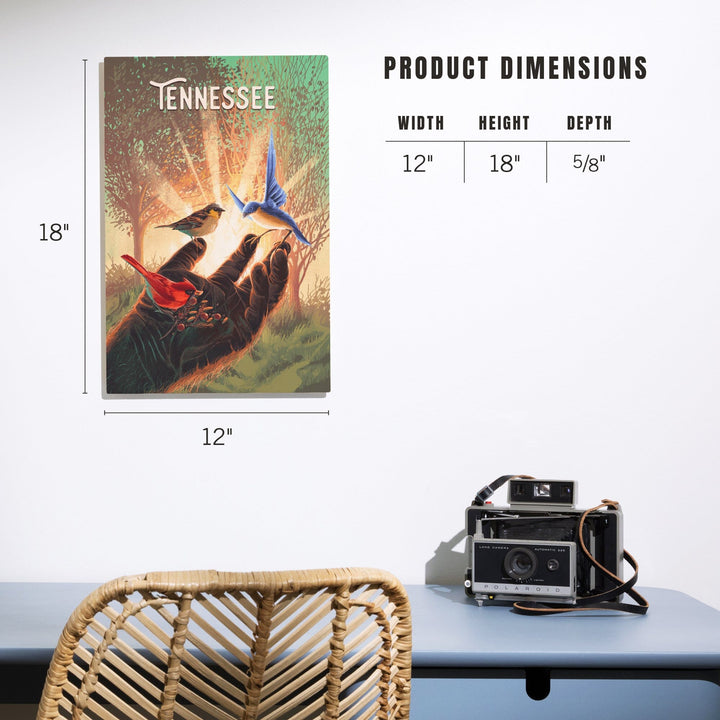 Tennessee, Kindness is Legendary, Bigfoot With Birds, Wood Signs and Postcards Wood Lantern Press