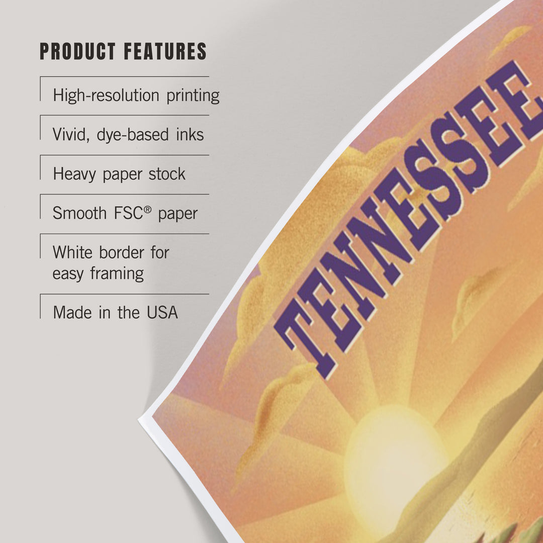 Tennessee, Lithograph, Bear and Spring Flowers, Lake, Art & Giclee Prints Art Lantern Press