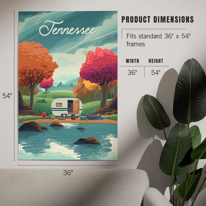 Tennessee, Outdoor Activity, At Home Anywhere, Camper in Fall Colors, Art & Giclee Prints Art Lantern Press