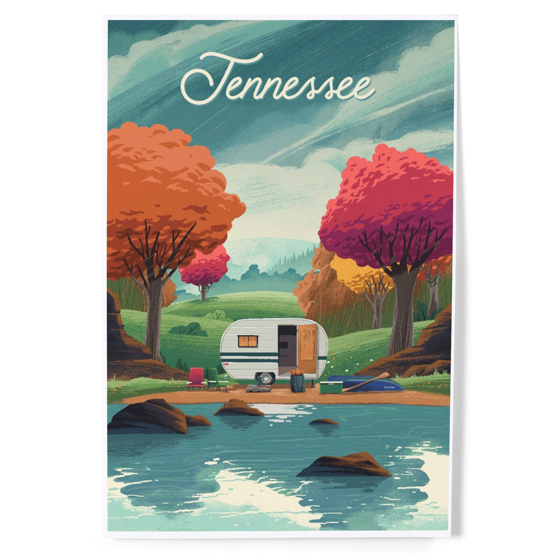 Tennessee, Outdoor Activity, At Home Anywhere, Camper in Fall Colors, Art & Giclee Prints Art Lantern Press