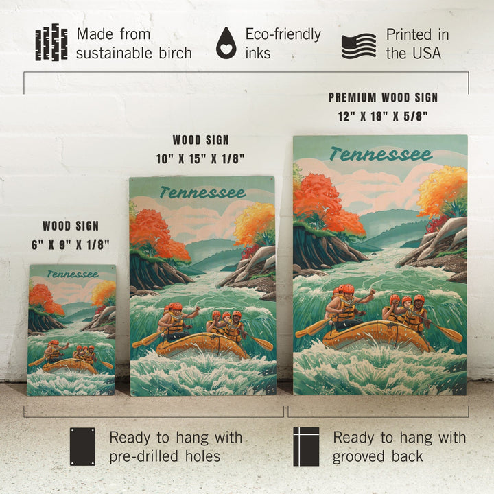 Tennessee, Seek Adventure, River Rafting, Wood Signs and Postcards Wood Lantern Press