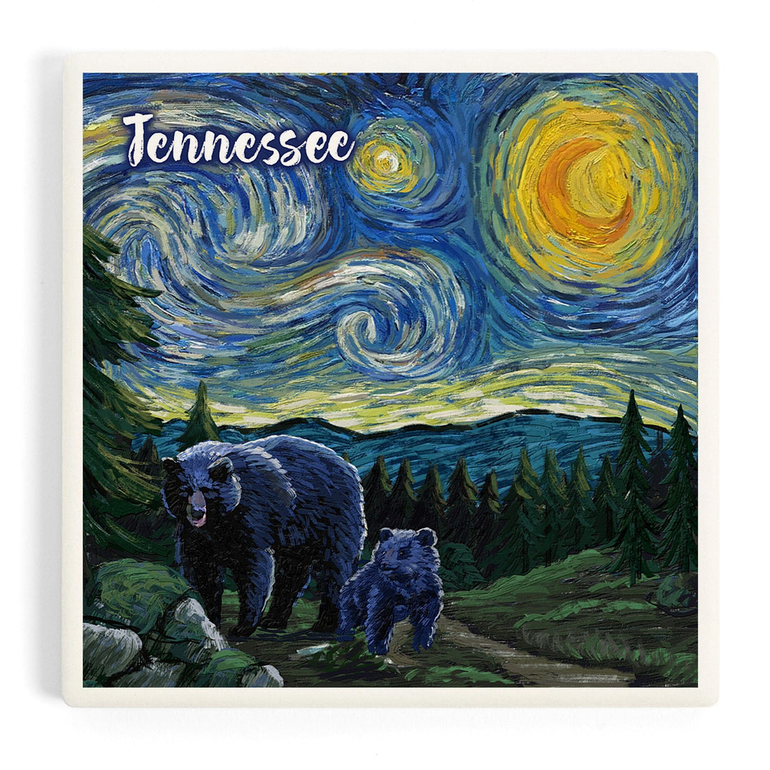 Tennessee, Starry Night, Bear and Cub, Coasters Coasters Lantern Press