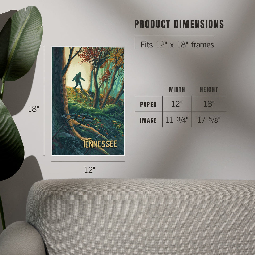 Tennessee, Wanderer, Bigfoot in Forest, Art & Giclee Prints Art Lantern Press
