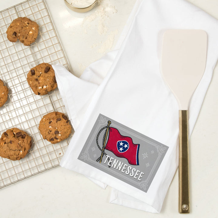 Tennessee, Waving State Flag, State Series, Organic Cotton Kitchen Tea Towels Kitchen Lantern Press