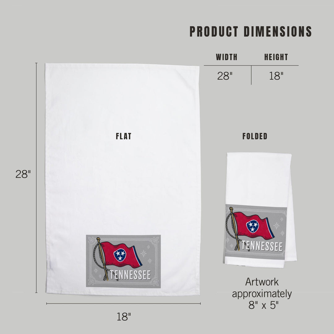Tennessee, Waving State Flag, State Series, Organic Cotton Kitchen Tea Towels Kitchen Lantern Press