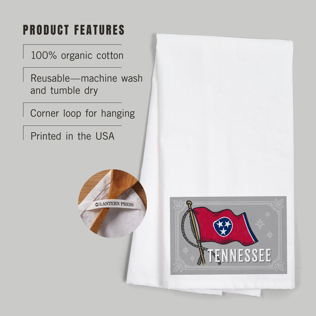Tennessee, Waving State Flag, State Series, Organic Cotton Kitchen Tea Towels Kitchen Lantern Press