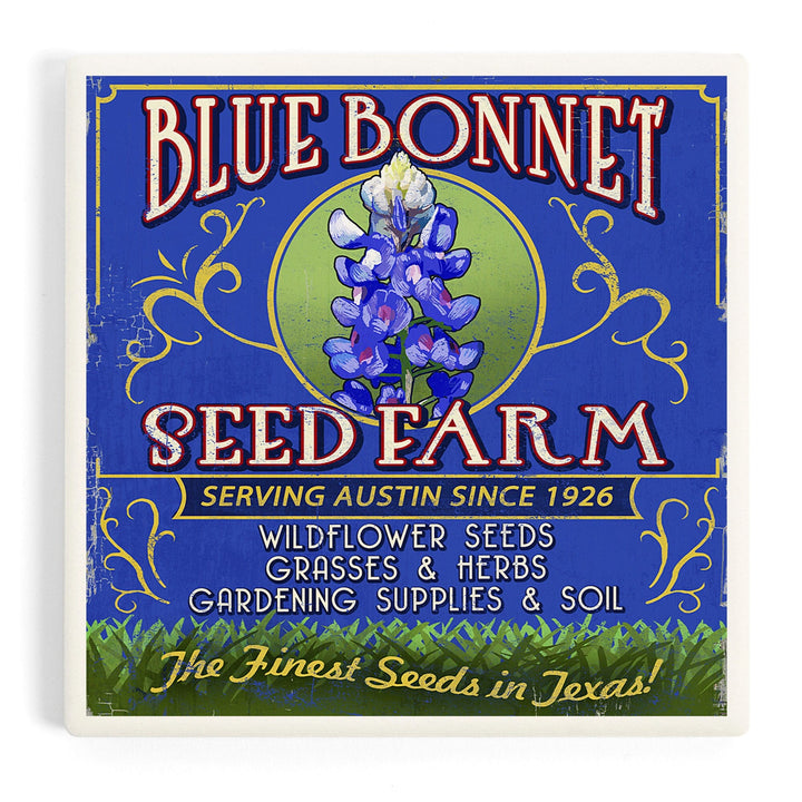 Texas Blue Bonnet Farm Vintage Sign, Coasters Coasters Lantern Press