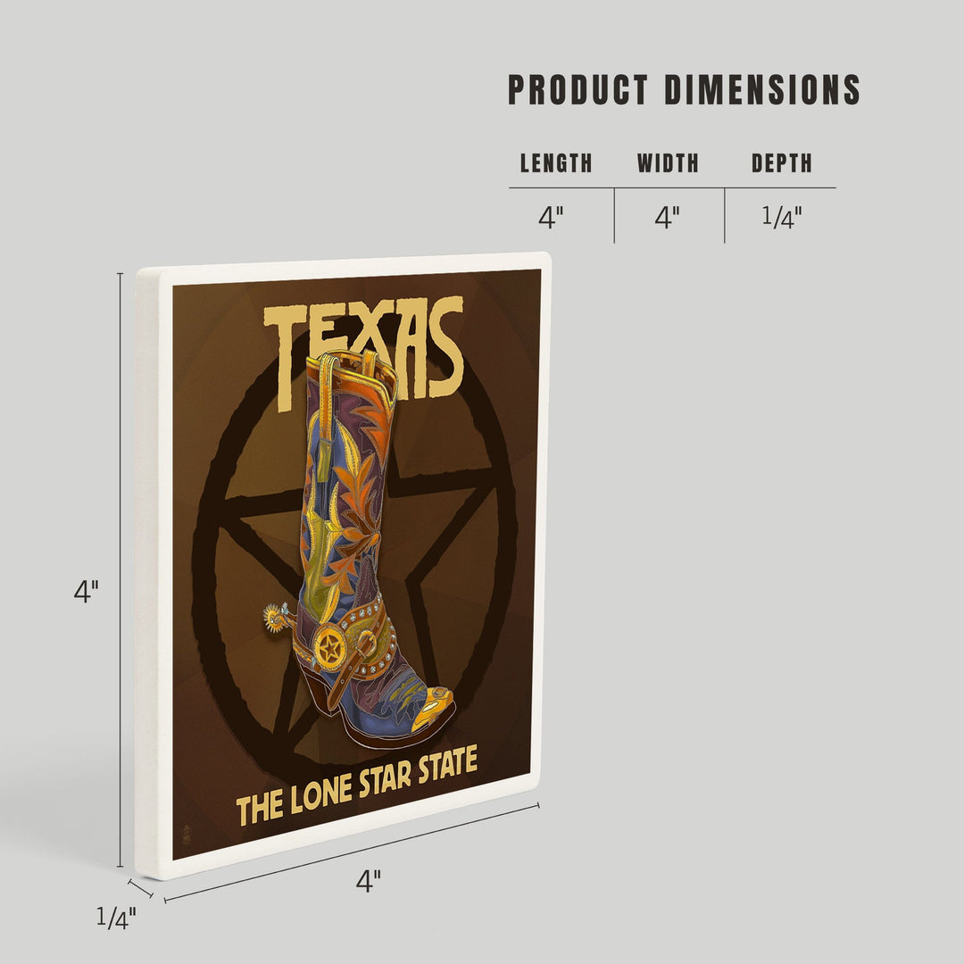 Texas, Boot and Star, Coasters Coasters Lantern Press
