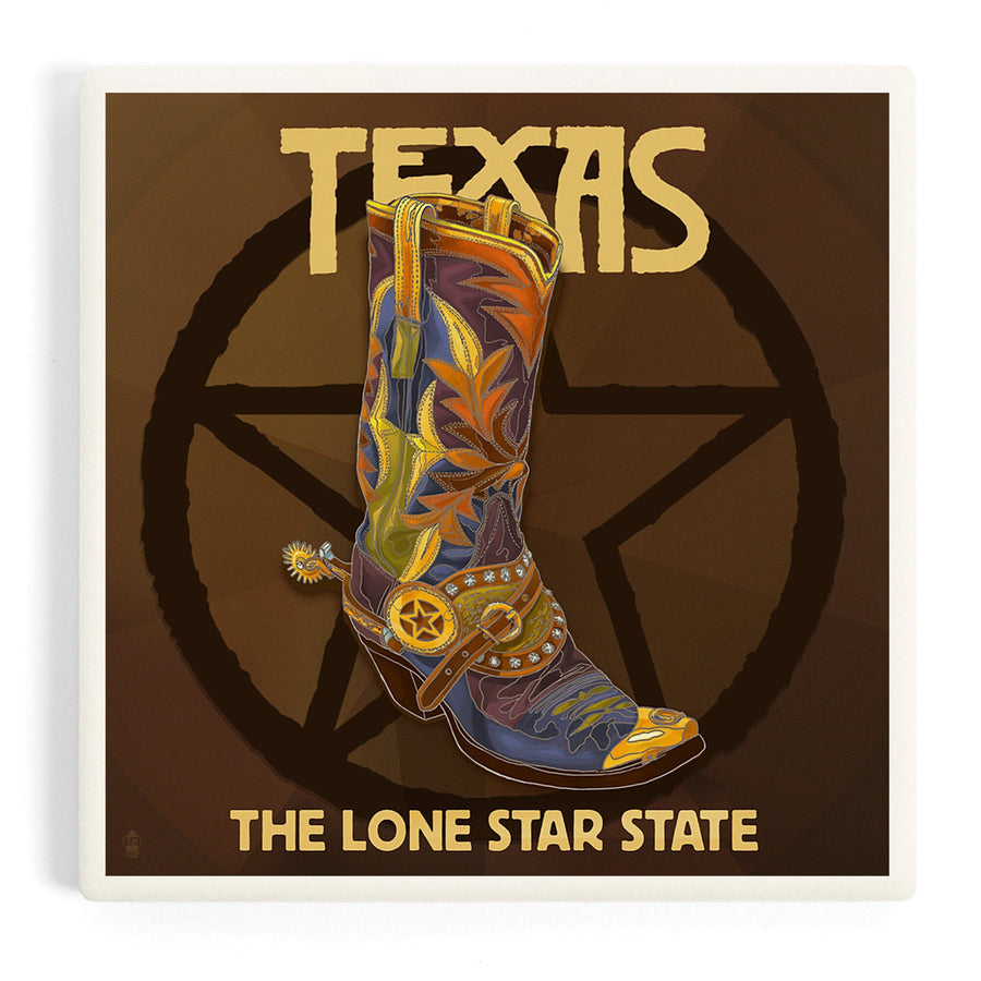Texas, Boot and Star, Coasters Coasters Lantern Press