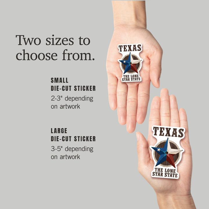 Texas, Lone Star State, Barn Star Letterpress, Contour, Lantern Press Artwork, Vinyl Sticker Sticker Lantern Press