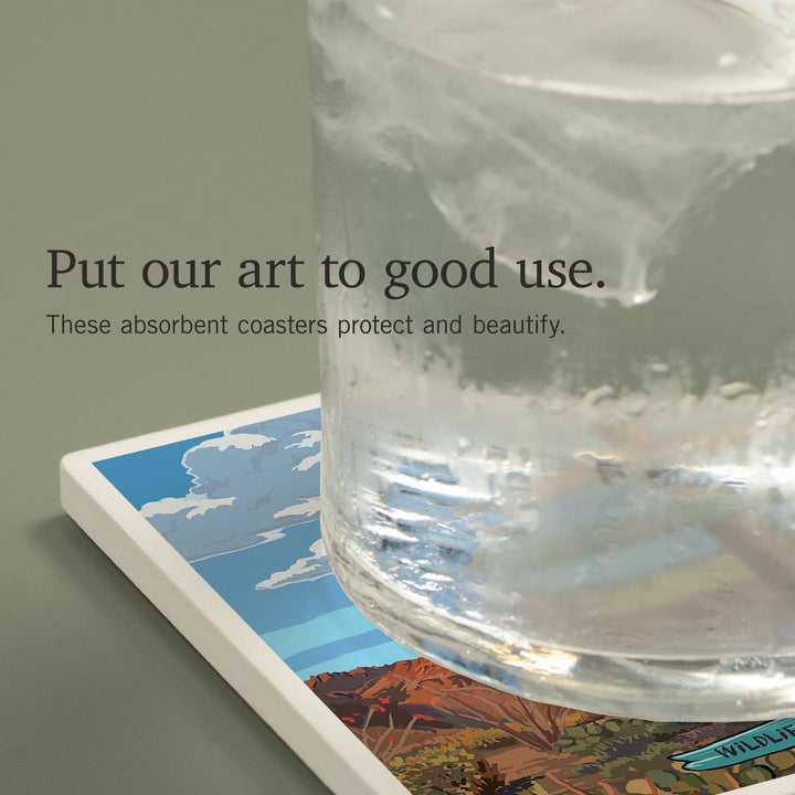 Texas, Signpost, Desert, Coasters Coasters Lantern Press