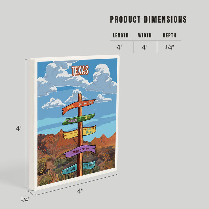 Texas, Signpost, Desert, Coasters Coasters Lantern Press