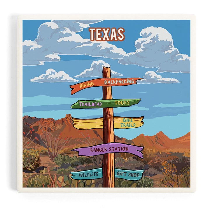 Texas, Signpost, Desert, Coasters Coasters Lantern Press Coaster