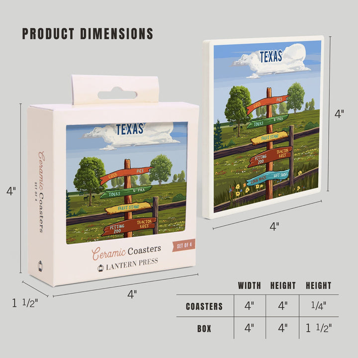 Texas, Signpost, Orchard, Coasters Coasters Lantern Press