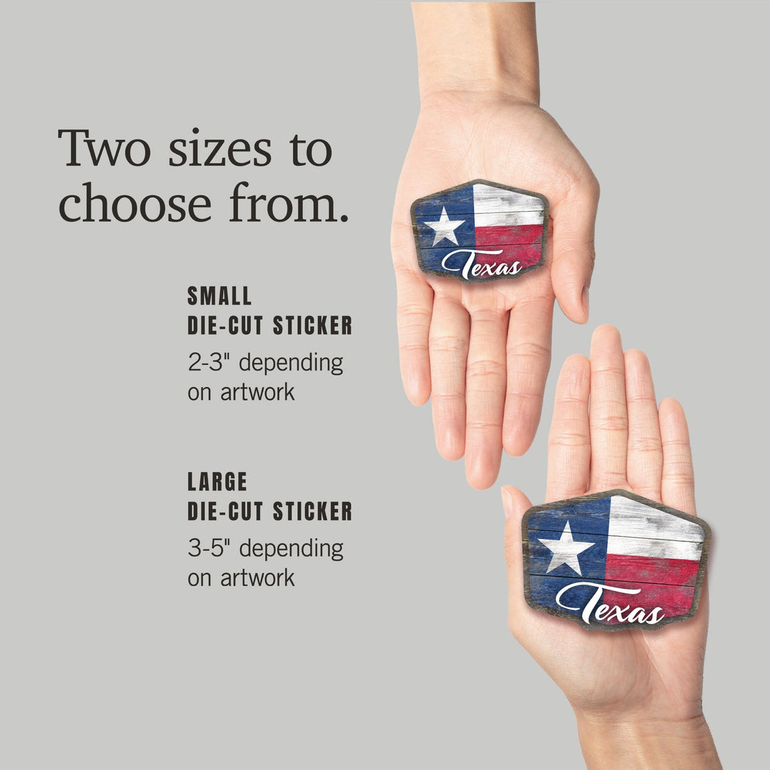 Texas, State Flag, Rustic Painting, Contour, Vinyl Sticker Sticker Lantern Press