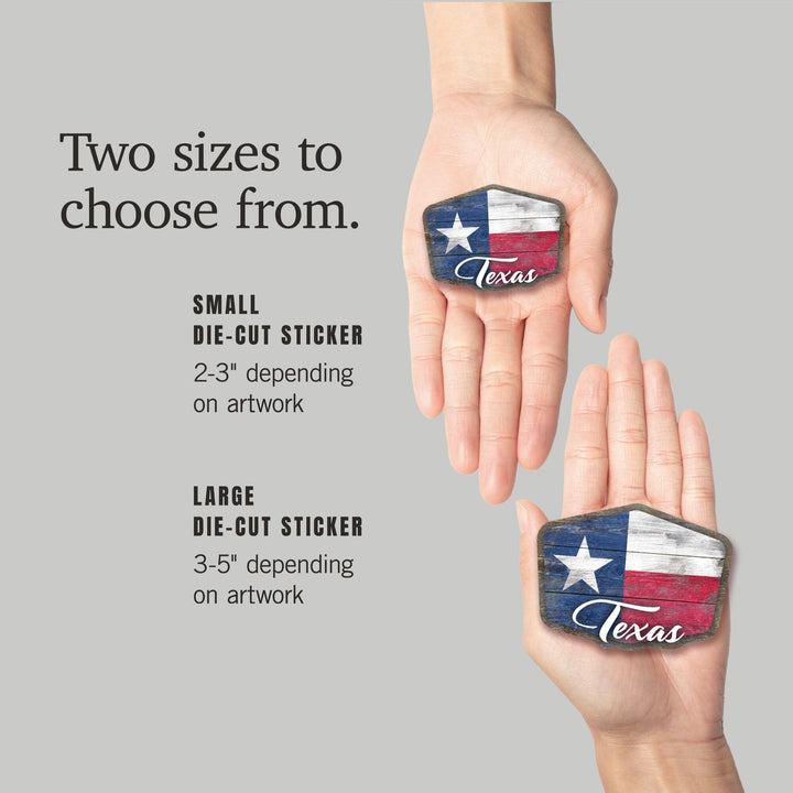 Texas, State Flag, Rustic Painting, Contour, Vinyl Sticker Sticker Lantern Press