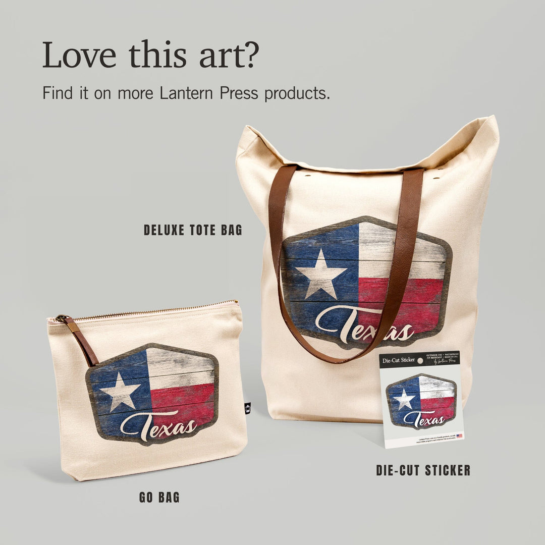 Texas, State Flag, Rustic Painting, Contour, Vinyl Sticker Sticker Lantern Press
