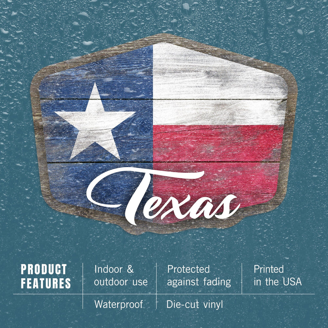 Texas, State Flag, Rustic Painting, Contour, Vinyl Sticker Sticker Lantern Press