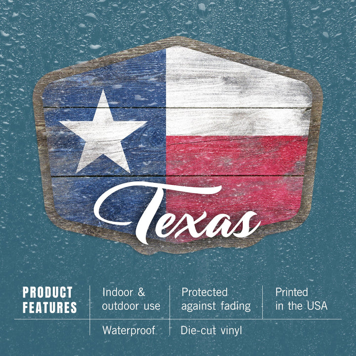 Texas, State Flag, Rustic Painting, Contour, Vinyl Sticker Sticker Lantern Press