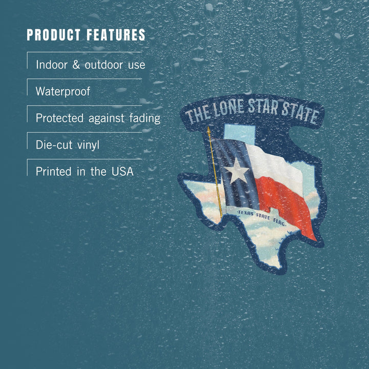Texas, Vintage Texas Flag, Lone Star State, Contour, Vintage Art, Vinyl Sticker Sticker Lantern Press