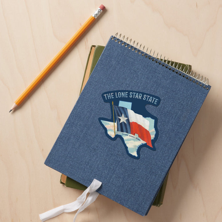 Texas, Vintage Texas Flag, Lone Star State, Contour, Vintage Art, Vinyl Sticker Sticker Lantern Press