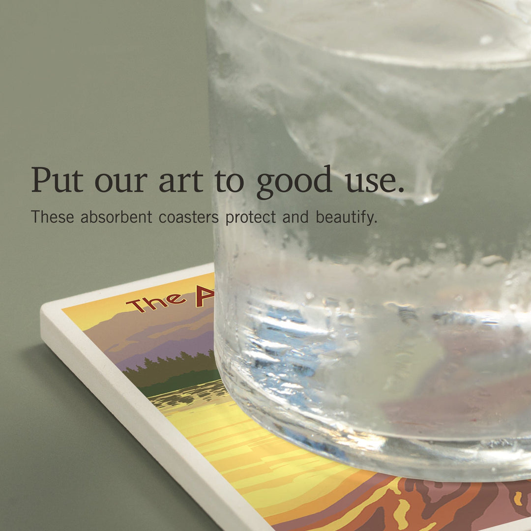 The Adirondacks, New York, Canoe Scene, Coasters Coasters Lantern Press