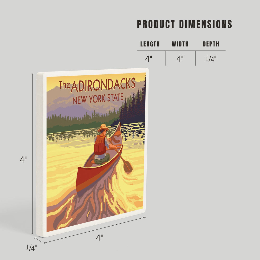 The Adirondacks, New York, Canoe Scene, Coasters Coasters Lantern Press