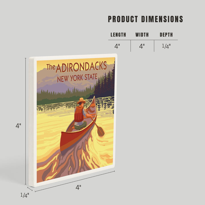 The Adirondacks, New York, Canoe Scene, Coasters Coasters Lantern Press