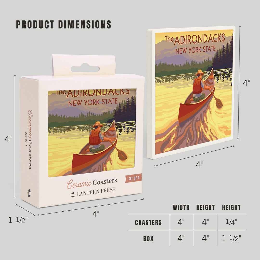 The Adirondacks, New York, Canoe Scene, Coasters Coasters Lantern Press