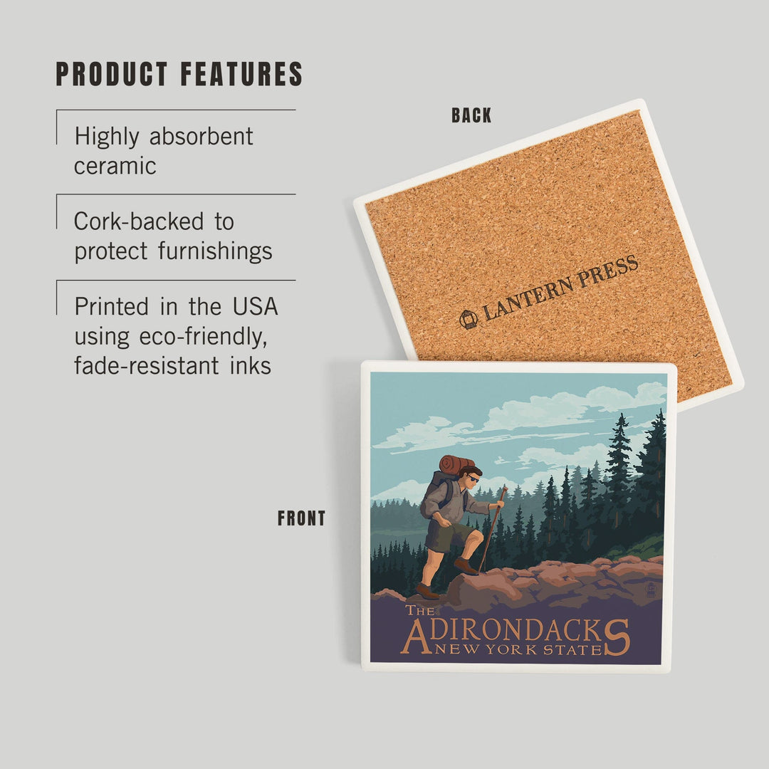 The Adirondacks, New York, Hiking Scene, Coasters Coasters Lantern Press