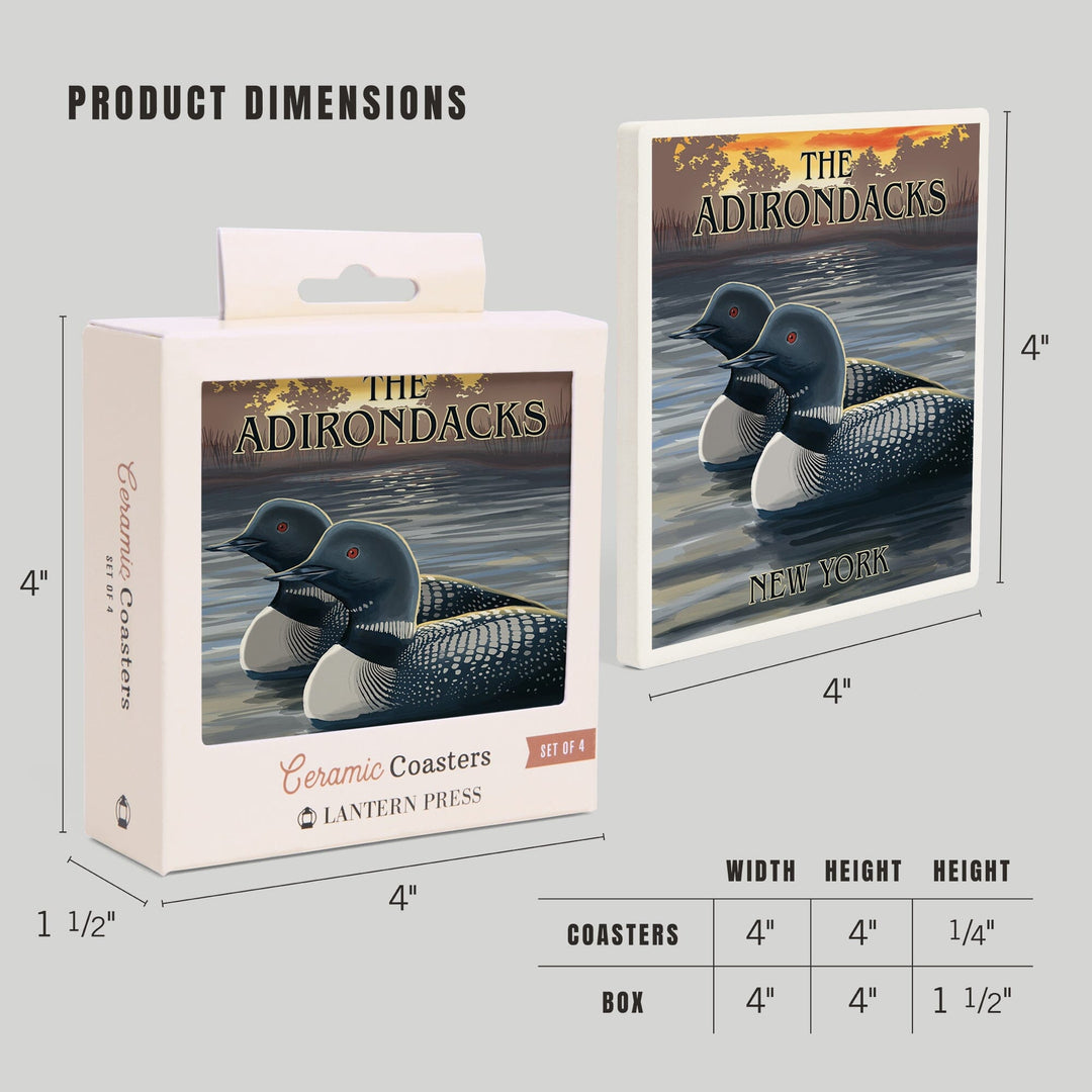 The Adirondacks, New York State, Loons at Sunset, Coasters Coasters Lantern Press