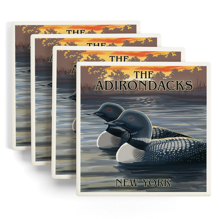 The Adirondacks, New York State, Loons at Sunset, Coasters Coasters Lantern Press