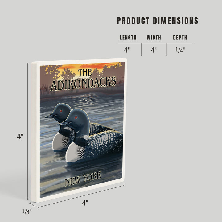 The Adirondacks, New York State, Loons at Sunset, Coasters Coasters Lantern Press
