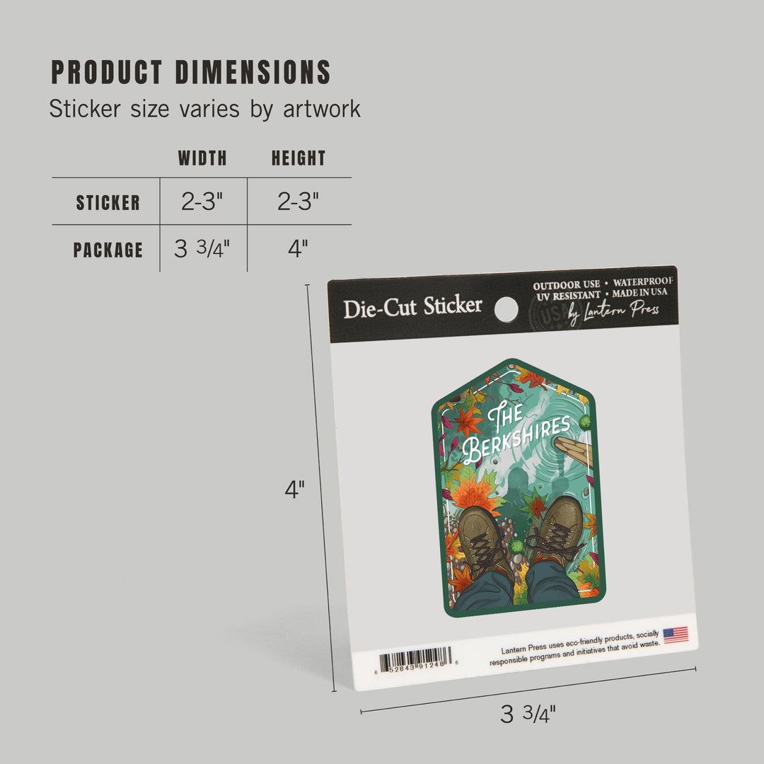 The Berkshires, Get outside Series, Embrace the Elements, Hiking, Fall Colors, Contour, Vinyl Sticker Sticker Lantern Press