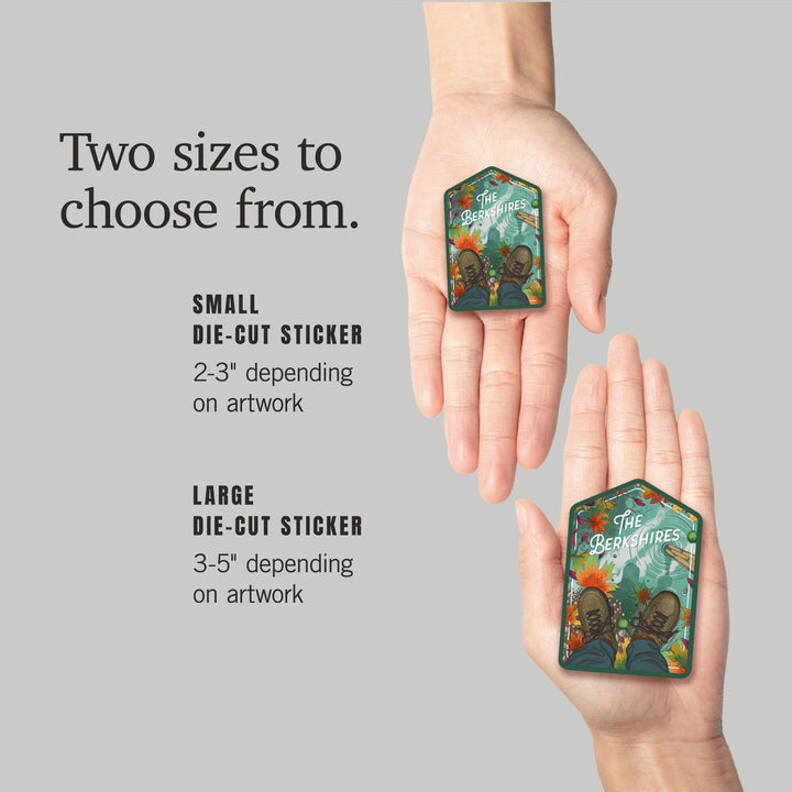 The Berkshires, Get outside Series, Embrace the Elements, Hiking, Fall Colors, Contour, Vinyl Sticker Sticker Lantern Press