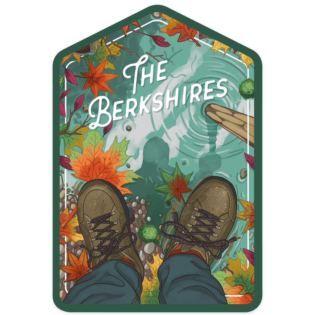 The Berkshires, Get outside Series, Embrace the Elements, Hiking, Fall Colors, Contour, Vinyl Sticker Sticker Lantern Press