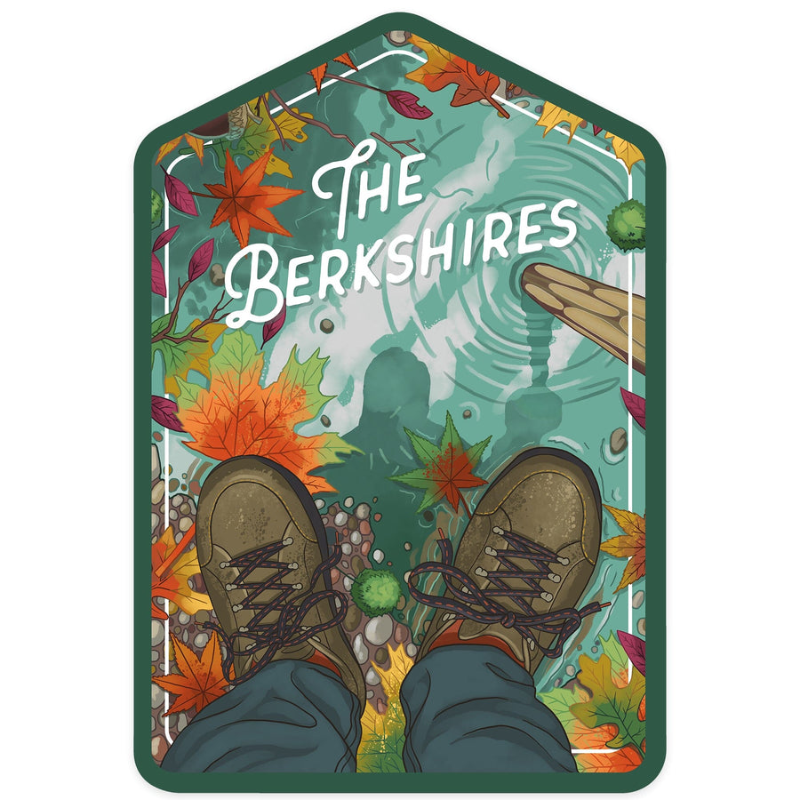 The Berkshires, Get outside Series, Embrace the Elements, Hiking, Fall Colors, Contour, Vinyl Sticker Sticker Lantern Press