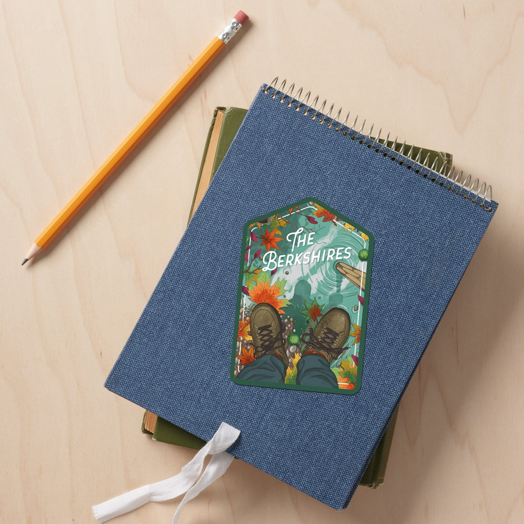 The Berkshires, Get outside Series, Embrace the Elements, Hiking, Fall Colors, Contour, Vinyl Sticker Sticker Lantern Press