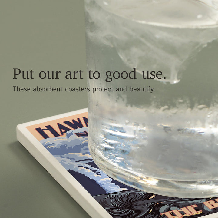 The Big Island, Hawaii, Lava Flow Scene, Coasters Coasters Lantern Press