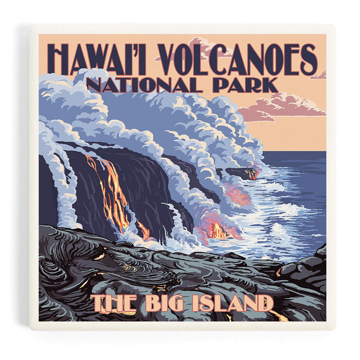 The Big Island, Hawaii, Lava Flow Scene, Coasters Coasters Lantern Press Coaster